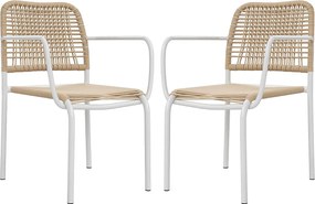 Zestaw 2 metalowych, sztaplowanych foteli ogrodowych z plecionej żywicy - Beżowy - NIOU marki MYLIA