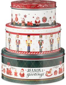 Zestaw 3 blaszanych pojemników świątecznych Seasons Greetings