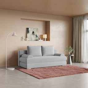 Masseno Sofa ASPERO z funkcją spania i pojemnikiem na pościel, Rozkładana sofa - Jasnoszary, PAROS 05