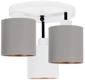 Lampa sufitowa biała trzypunktowa z szaro-białymi abażurami C-3030WE-G