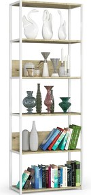 Regał loft AKORD metalowy Biały 70 cm kolor Dąb Artisan mat 6 półek 70x32x192 cm