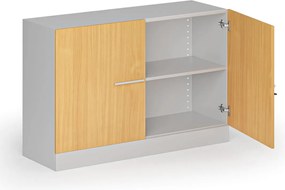 Metalowa szafa z drewnianymi drzwiami, demontowana, 800 x 1200 x 400 mm, buk