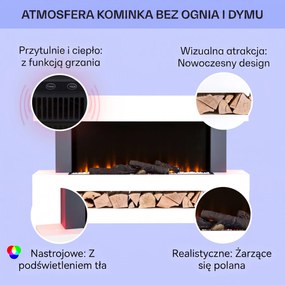 Klarstein Studio LightFire Smart 2000W 121cm Kominek elektryczny dekoracyjny Biały