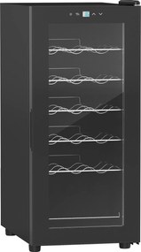 HOMCOM Lodówka na Wino, Cicha, 5-18°C, Dotykowy, Oświetlenie, 34,5x45x78cm, Czarna