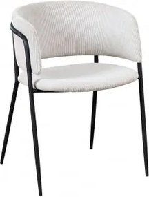 Krzesło Do Jadalni Tapicerowane Nalon Czarny & Sztruksu Kremowa & Sztruksu - Sklum