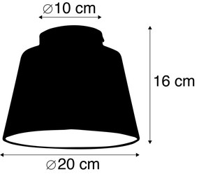 Lampa sufitowa z abażurem z bawełny czarna ze złotem 20 cm - Combi Black klasyczny/Antyczny Oswietlenie wewnetrzne