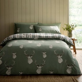 Zielona pościel dwuosobowa 230x220 cm Stag Check – Catherine Lansfield
