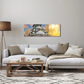 Obraz - Zamek Osaka (z zegarem) (90x30 cm)