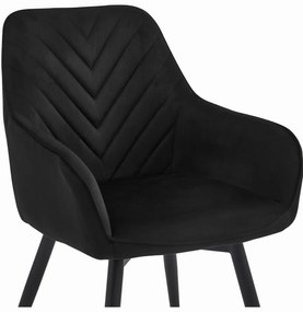 Obrotowy fotel jadalniany NANA360 VELVET, czarny