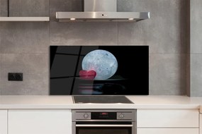 Szklany Panel Księżyc w Kształcie Serca