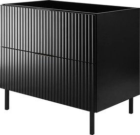 Szafka pod umywalkę, Czarny, 80 x 77 x 46 cm, uchwyt czarny, nogi czarne, bez blatu