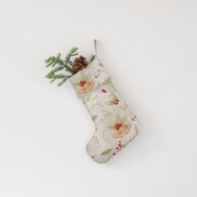 Tekstylna pończocha świąteczna Christmas Print Natural – Linen Tales