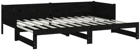 Czarne łóżko rozkładane z litego drewna 2x(80x200) cm - Eluwin 3X