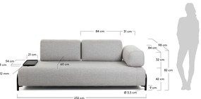 Szarobeżowa sofa z małym schowkiem Kave Home Compo