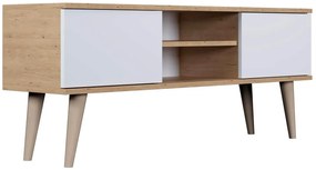 Skandynawska szafka pod telewizor dąb artisan + biały - Dubby 4X 120 cm