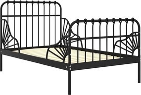 Czarne metalowe łóżko rosnące z dzieckiem 80x130/200 cm E0-P76