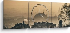 Obraz - Miasto pod mgłą (z zegarem) (90x30 cm)