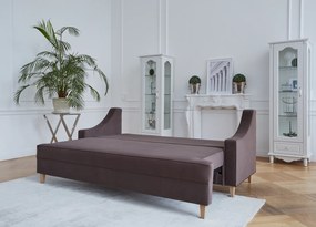 Notting Hill sofa 3-osobowa z funkcją spania i z pojemnikiem na pościel, krawędzie obszyte kedrą. Sofa w stylu modern classic. Sofa do salonu w stylu nowojorskim. Tkanina Matt Velvet, wiele kolorów do wyboru.