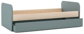 Łóżko dziecięce w dekorze sosny z wysuwanym łóżkiem ze schowkiem ze stelażem 90x200 cm w naturalnym kolorze/szarozielone Esteban – Marckeric