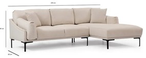 Jasnobeżowa sofa narożna Artie Leo, narożnik prawy