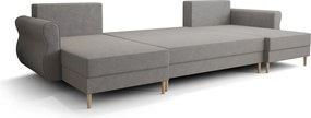 PROMOCJA Rozkładany narożnik w kształcie U SILVIANO 300x140 cm, szary + 2 poduszki GRATIS II. jakość