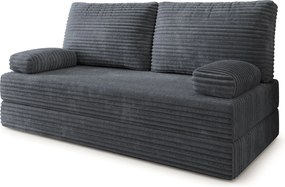 Masseno Sofa piankowa SILAR z funkcją spania, Kanapa z pianki do salonu, Bezmontażowa, Tkanina sztruksowa – Grafitowy TILIA 90