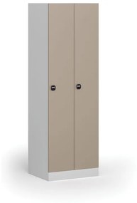 Metalowa szafka ubraniowa, 2-drzwiowa, 1850 x 600 x 500 mm, zamek RFID, drzwi beżowe