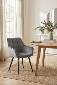 Ciemnoszare krzesło welurowe tapicerowane D6-L17