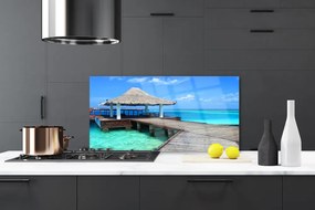 Szkło do Kuchni na Ścianę Most Nad Morskim Brzegiem