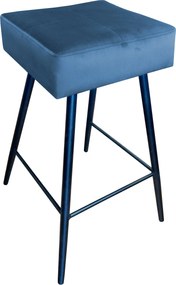 Hoker MAX krzesło barowe tkanina Welur podstawa metalowa : Kolor nogi - Czarna stożek, Kolor tkaniny - VELVET - MG33, Typ siedziska - Siedzisko stałe