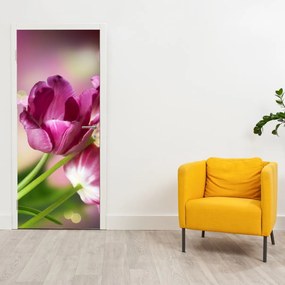 Fototapeta na drzwi - Różowe tulipany (95x205cm)
