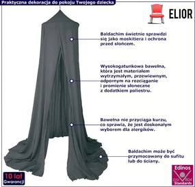 Ciemnoszary baldachim do łóżeczka chłopca M7-S15