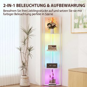HOMCOM LED Lampa stojąca 5-stopniowa ściemnialna z półką, RGB zmiana kolorów, pilot | Aosom PL