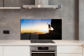 Szkło do Kuchni na Ścianę Człowiek w Górach o Zachodzie