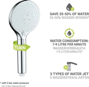 Plastikowa słuchawka prysznicowa w kolorze srebra z połyskiem ø 12 cm Water Saving – Wenko