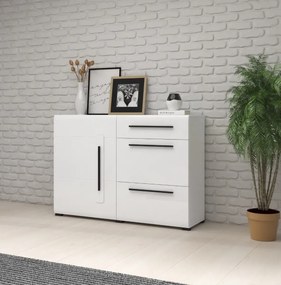 Komoda TULSA 1D3S 120 biała połysk HELVETIA