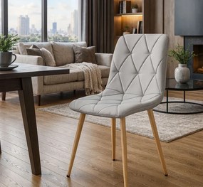 Jasnoszare krzesło pikowane metalowe D7-N16