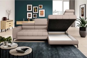 Narożnik BAGGIO Prawostronny z funkcją spania, wolnostojący tkanina LETTO 11 Beżowy WERSAL