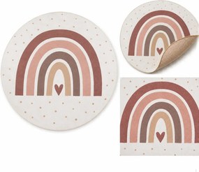 Dywan dziecięcy Coco Tęcza beżowa na kremowym tle koło 200 cm x 200 cm
