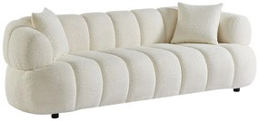 Kanapa  3-osobowa z białej tkaniny z bukli  COLIANI