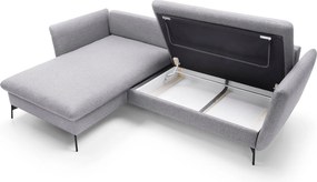 Masseno Narożnik FERRO z funkcją spania i pojemnikiem na pościel Narozniki L, Rozkładana sofa - Szary, SOLID 89