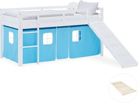 Łóżko piętrowe dla dzieci 90x200 cm Biało-niebieskie