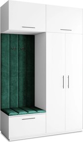 Masseno Garderoba REMA 150/240/60 cm Nowoczesna Szafa do Przedpokoju Biała, MONOLITH 37 (Butelkowa zieleń)
