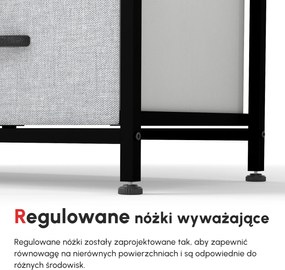 HOMCOM Komoda Sideboard, 6 Szuflad, Szuflady Materiałowe, 80 cm x 30 cm x 62,5 cm, Brąz + Czarny + Szary