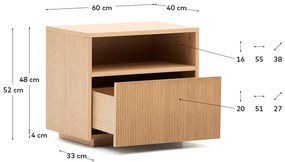 Szafka nocna w dekorze dębu w naturalnym kolorze Helvine – Kave Home