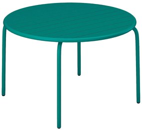 Stół ogrodowy okrągły śr. 110 cm z metalu - Błękit morski - MIRMANDE marki MYLIA