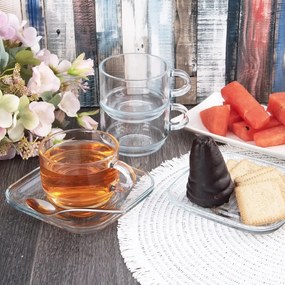 Orion Zestaw szklanych kubków z podstawkami Cozy 6szt., 0,27 ml, 270 ml