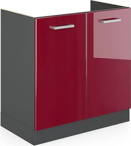 Szafka pod zlew czerwony połysk 80x46x81.6 r-line
