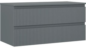 Mexen Rivel szafka łazienkowa podumywalkowa 100 cm z blatem, 2 szuflady, ryflowana , grafit mat - 91A20-10047-2-BFFC66
