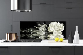 Szkło Ozdobne do Kuchni Czerwona Róża W Kroplach Deszczu